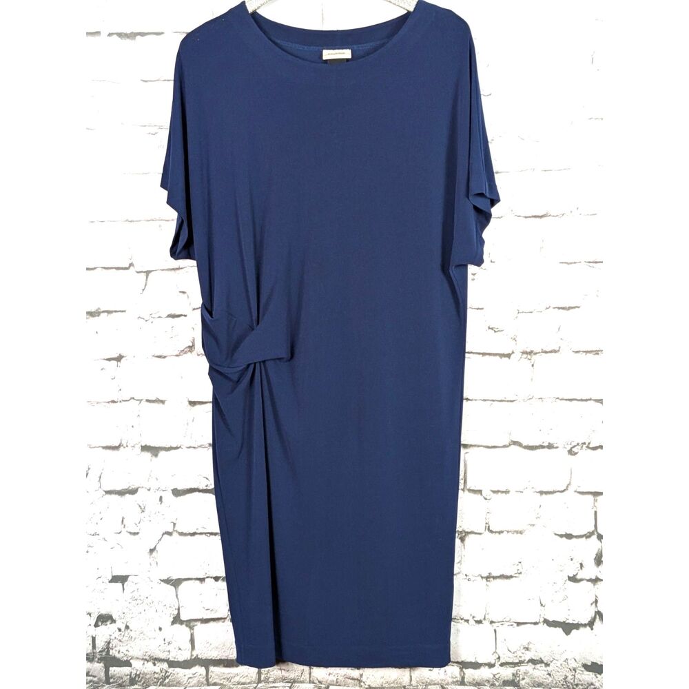 BY MALENE BIRGER Jersey Knit Tatiana Midi Dress Navy Blue Minimalist Large